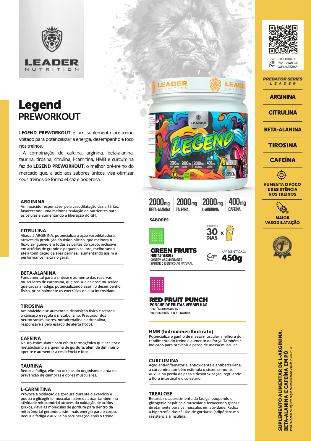 Pré-Treino Legend Leader Nutrition